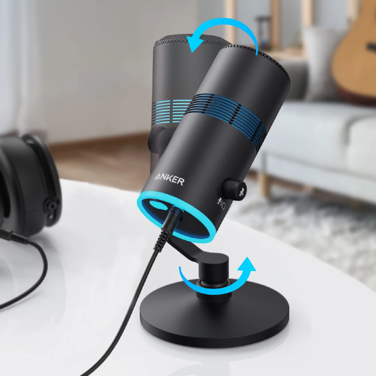 Anker PowerCast M300 USB Microphone mic For PC Vocals Quality in Streaming Twitch Gaming YouTube tiktok Output Gain Control&Mute