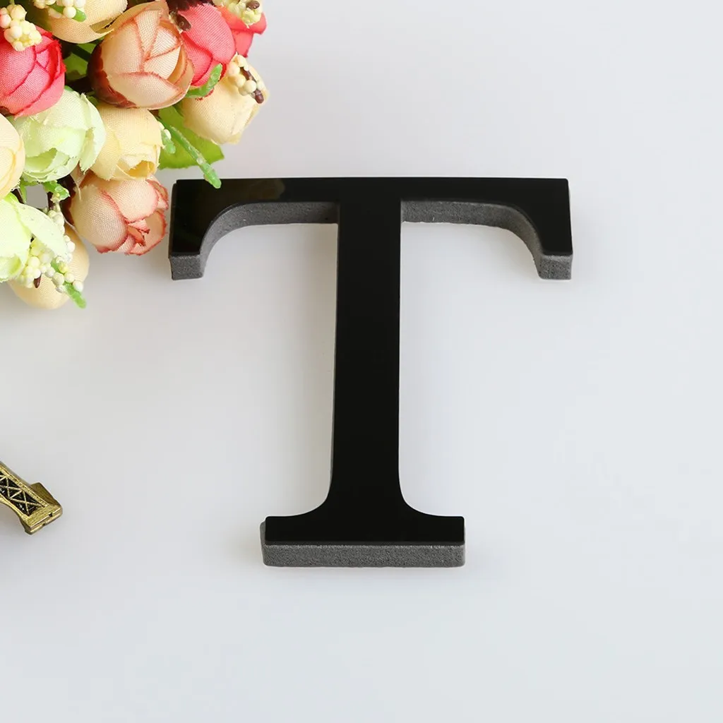 T 26 букв DIY 3D зеркальная самоклеящаяся Съемная плитка зеркальная наклейка украшение комнаты акриловая Настенная Наклейка художественная Фреска - Цвет: T
