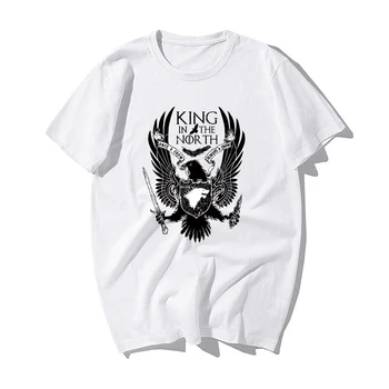 

Men 2020 Summer High Quality Cotton Short Sleeve Tshirts Game Of Thrones T Shirt House Stark King In The North Print Tshirt