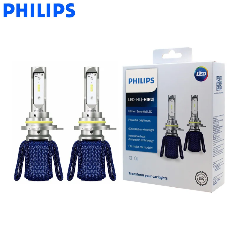 Philips светодиодный 9012 H1R2 Ultinon Essential автомобильные лампы 6000K яркий белый светильник