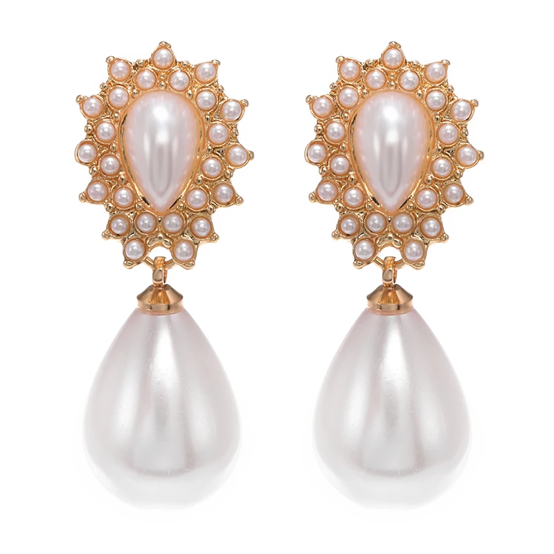 Big Simulated Water Drop Pearl Clip On Earrings Without Piercing for Women Wedding Party Ear Clips Gift ear clip earrings clip earrings ear clip ear accessories