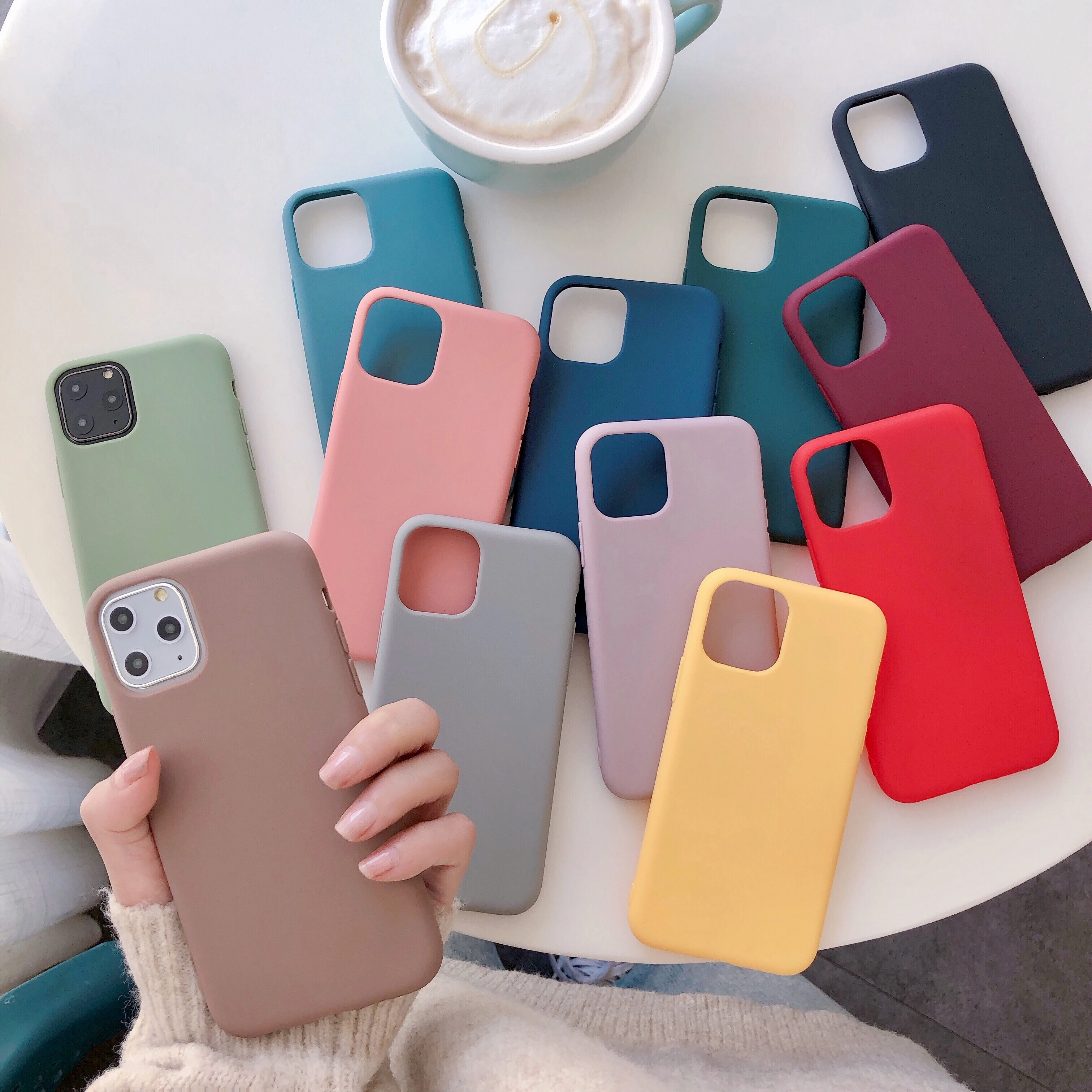 Fashion Candy Color Wine Red Blue Case For Iphone 11 12 Mini Pro Xs Max Xr X Soft Tpu Green Color For Iphone 6 7 8 Plus Cover Phone Case Covers Aliexpress