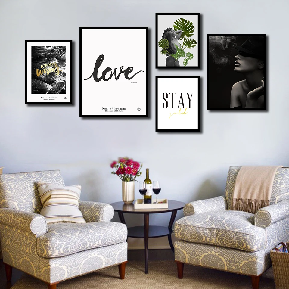 

Abstract Tropical Vegetation Lady Nordic Posters And Prints Wall Art Canvas Painting Wall Pictures For Living Room Decor