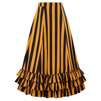 

Ruffled hem Skirt Summer Party Adjustable Pull-on High waist Ladies BP