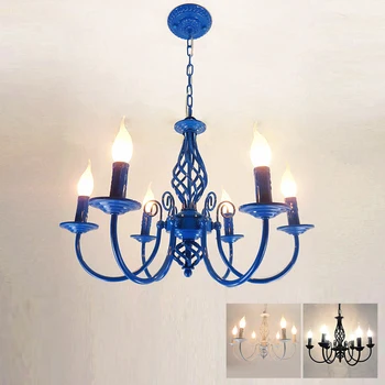 

Chandelier Light LED Candle Lamp Arms LED Chandelier Light Country Garden Black White Blue E14 Foyer Living Dinning Room 3 5 6 8
