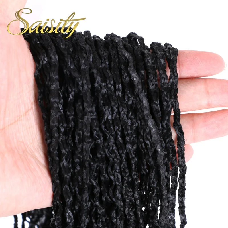 

Saisity 22"48Strands/pack 50g Zizi Long Curly Crochet Braids Ombre Box Braids Synthetic Crochet Hair Extensions Zizi Braids Hair