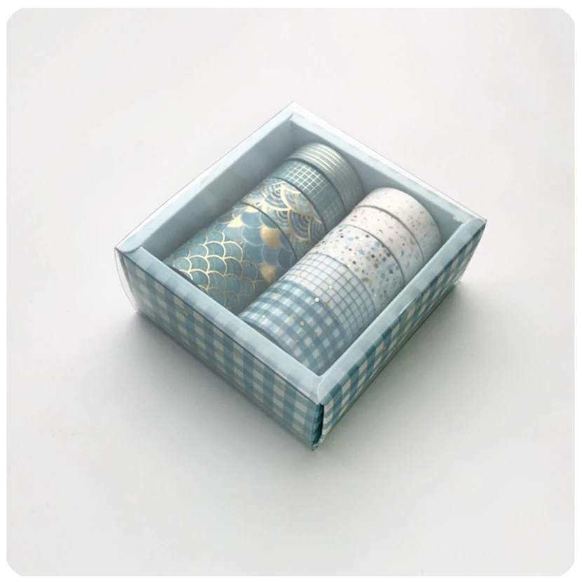 Gold Foil Washi Tape 10Rolls Stickers Adesiva Decorativa Grid Scrapbooking Supplies