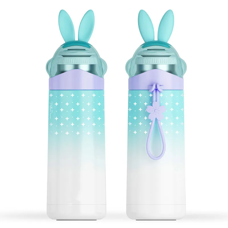 350rabbit-skyblue Горячая Bpa-free двухслойный термос для кофе и молока flack stars moon sky градиентные цвета Вакуумная чашка креативные бутылки с животными modeli - Цвет: 350rabbit-skyblue