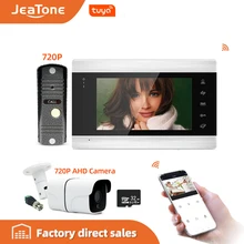 Jeatone – visiophone avec écran de 7 pouces, système d'interphone vidéo Tuya, wi fi IP, Mini sonnette étanche 720P et caméra CCTV, déverrouillage à distance