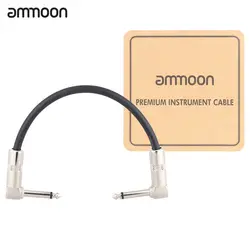 Ammoon AC-10 15 см/0,5 футов Гитара патч педаль эффектов инструмент кабель Шнур 1/4 дюйма 6,35 мм серебро под прямым углом штекер ПВХ
