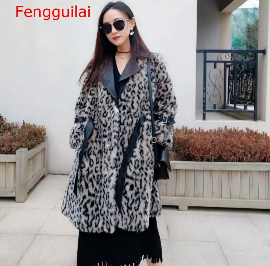 Зимнее роскошное леопардовое пальто из искусственного меха, куртки со стоячим воротником, Повседневная зимняя женская толстая меховая верхняя одежда, одежда из искусственного меха