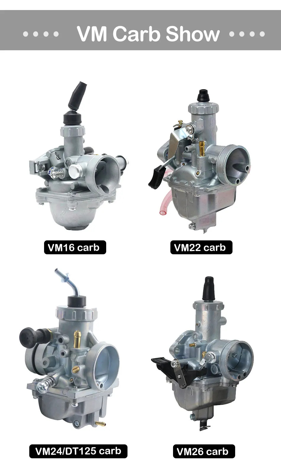 ZS MOTOS мотоцикл Mikuni VM16 22 26 DT125 Карбюратор 20 мм 24 мм 26 мм 30 мм карбюратор для 110cc до 250cc Грязь велосипед ямы четырёхкамерный карбюратор для квадроциклов