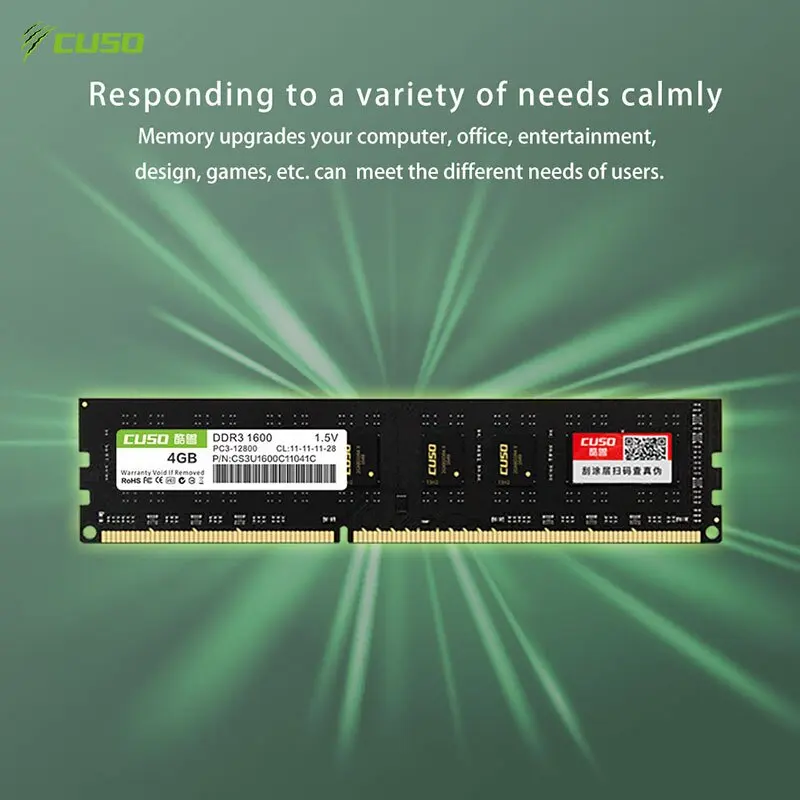 CUSO 메모리 DDR3 DDR4 데스크탑 메모리, PC 데스크탑용, 3200MHZ, 16GB, 8GB, 4GB, 2666MHZ, 1600MHZ