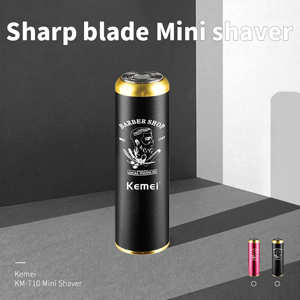Kemei KM-T10 Electric Shaver Mens Single Net Floating Shaver Beard Hair Trimmer Face Cleaner Portable Travel Washable