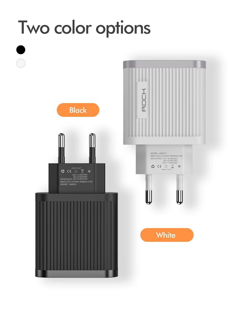 ROCK Быстрая зарядка QC 3,0 3 USB зарядное устройство для iPhone 11 X samsung S10 Xiaomi супер быстрый дорожный настенный адаптер зарядного устройства для мобильного телефона