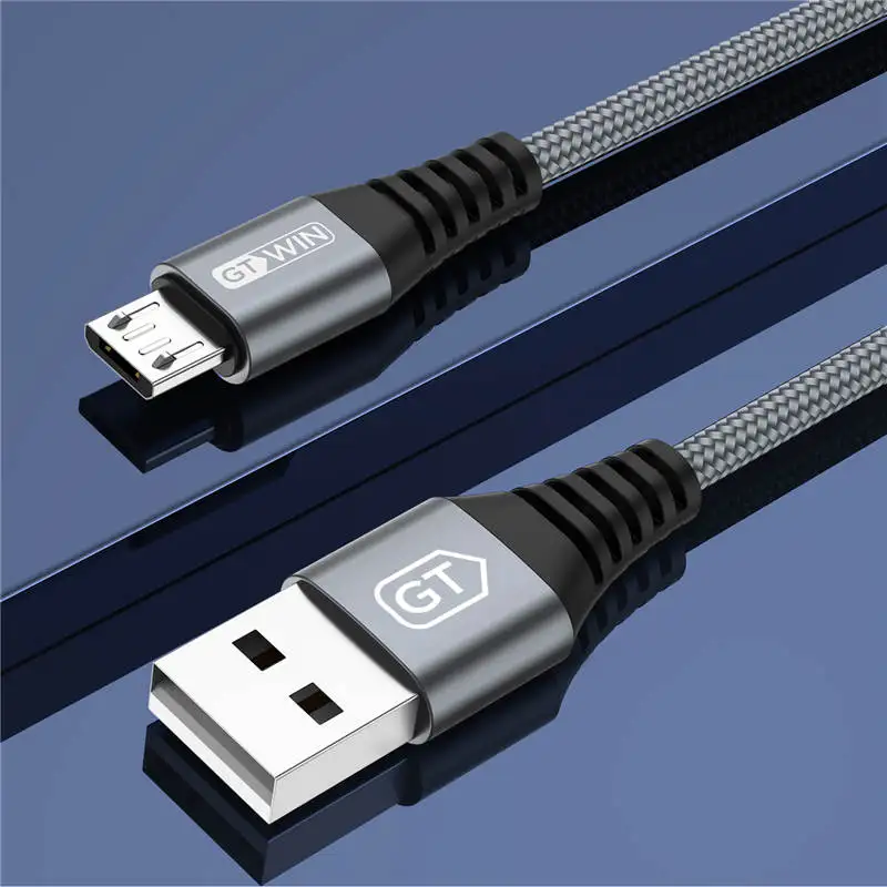GTWIN 3A нейлоновый Кабель Micro-usb в оплетке для быстрой зарядки и передачи данных для samsung Xiaomi Android Phone usb зарядный шнур - Цвет: Серый