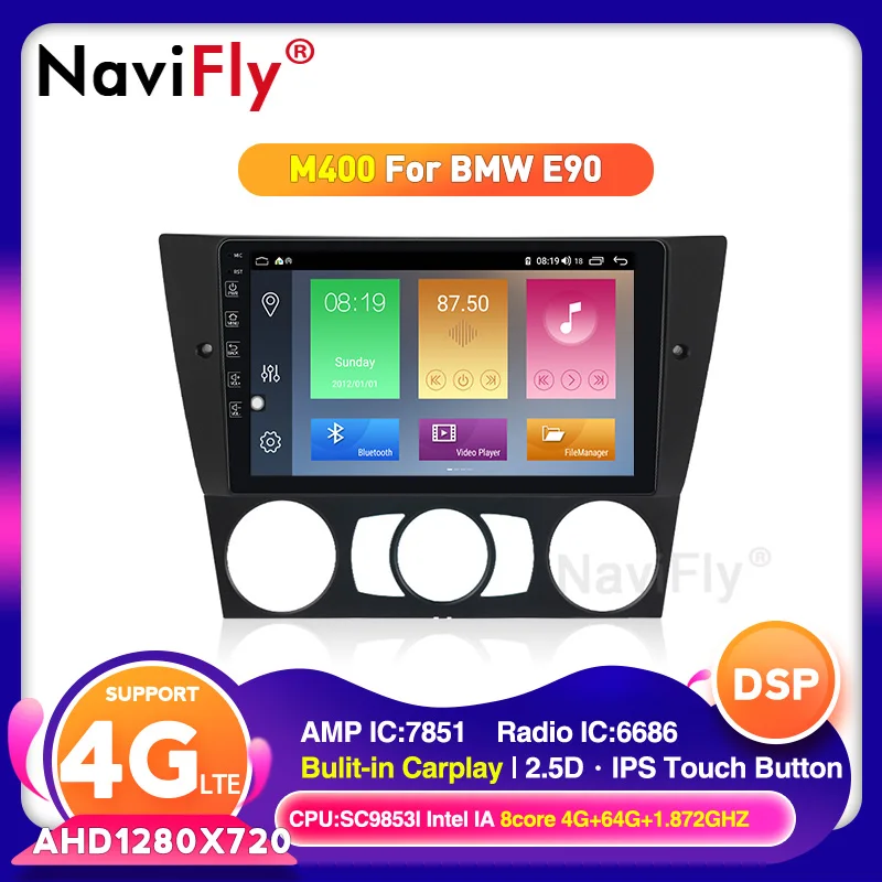 Автомагнитола 9 &quotс восьмиядерным процессором Android 10 GPS-навигацией для BMW E90/E91/E92/E93