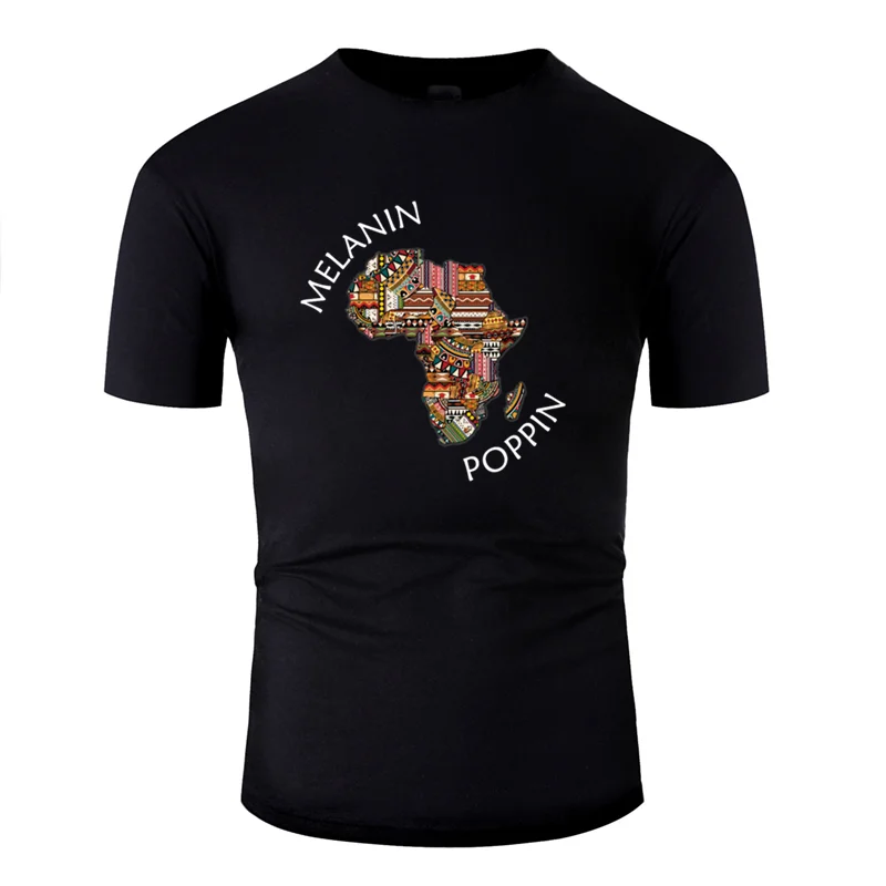 Удобная черная футболка с принтом в африканском стиле с надписью «pride power» и «melanin afro»,, обычная черная футболка, Топ в стиле хип-хоп
