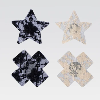 

3Pairs Nipple Cover Breast Petals Mixed Paste Lace Adhesive Stain New Fashion Pasties Bra Pads Star Cross Stickers Accessories
