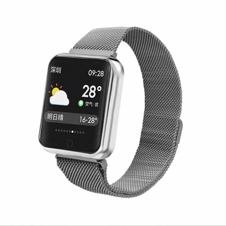 Steel Silver DOOLNNG P68 умный браслет для женщин, фитнес-трекер, пульсометр, кровяное давление, IP68 водонепроницаемый смарт-браслет - Цвет: Steel Silver