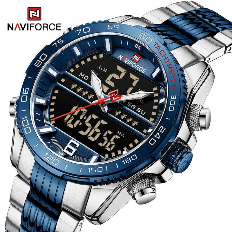 

NAVIFORCE новые модные дизайнерские мужские часы аналоговые цифровые кварцевые Хронограф Спортивные Водонепроницаемые наручные часы из нержавеющей стали мужские часы