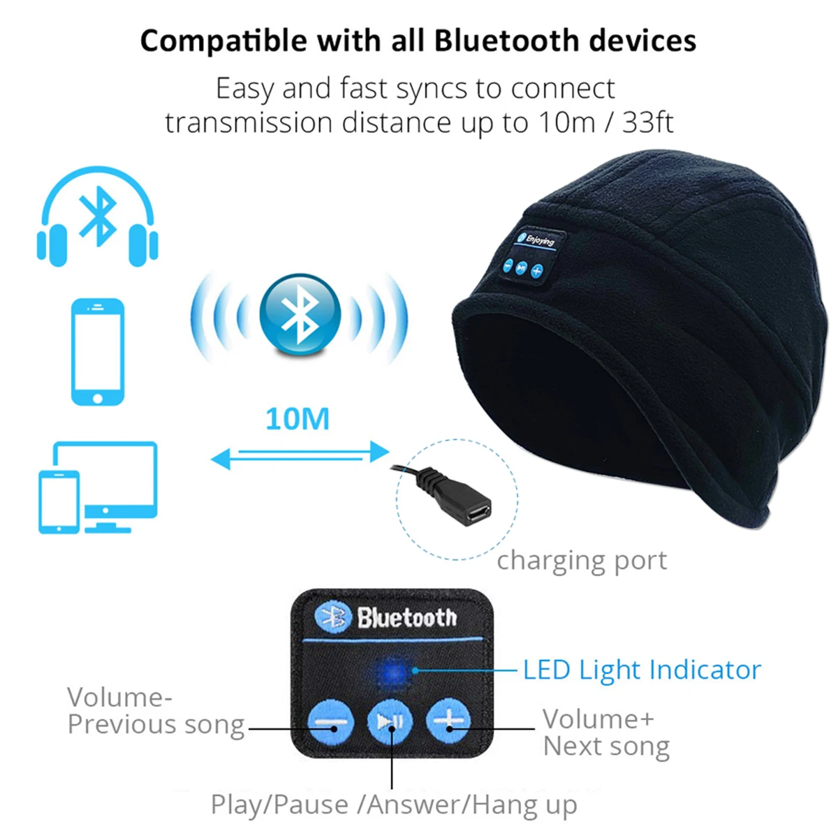 JINSERTA Bluetooth 5,0, наушники, шапка, зимние беспроводные наушники, музыкальная шапка, теплая гарнитура с микрофоном для телефона, игр, спорта на открытом воздухе