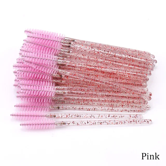 A-Pink-50pcs 50 шт. одноразовый Кристалл щеточки с тушью для ресниц палочки Аппликатор Прививка ресниц Керлинг гребень Красота Макияж инструмент - Handle Color: A-Pink-50pcs