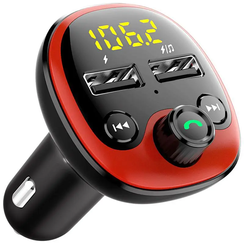 1 шт. автомобильный bluetooth-плеер с функцией FM функция громкой связи Функция передатчика Обнаружение напряжения Интеллектуальное Быстрое зарядное устройство - Название цвета: Красный