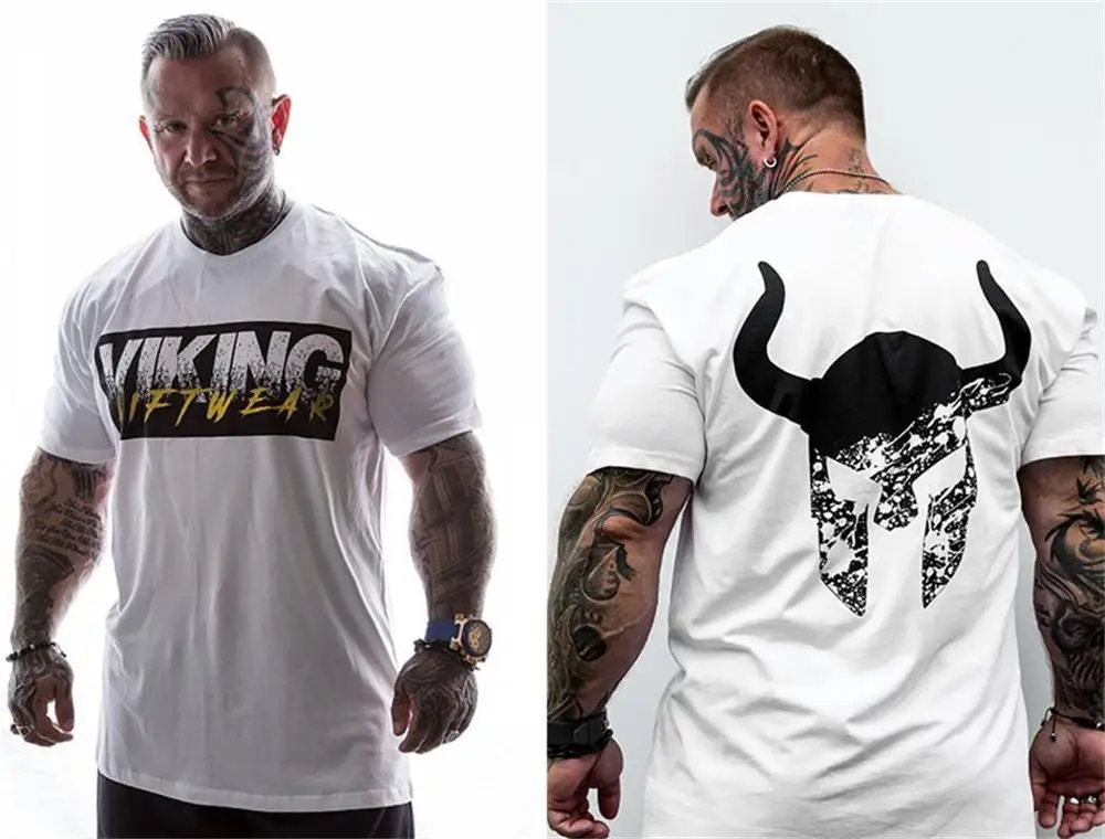 VIKING новая брендовая одежда тренажерные залы Tight футболка мужские фитнес футболка для мужчин Gyms футболка для фитнеса и занятий летние топы - Цвет: 5