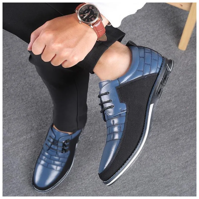 Plus Size 38-48 NEW Leather Men Casual Shoes Brand Mens Loafers Moccasins Breathable Slip On Lace Up Black Driving Shoes H444