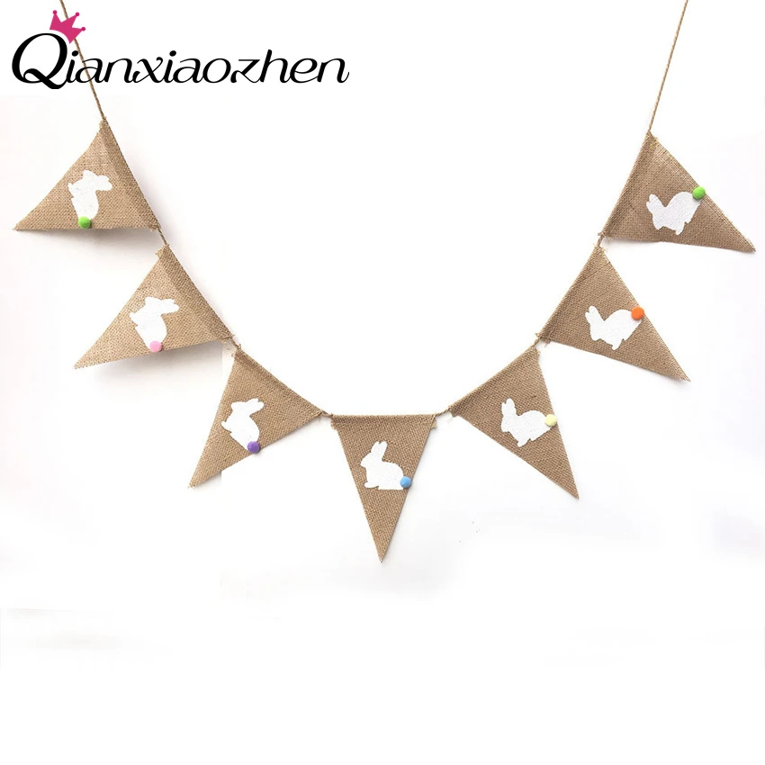 

Qianxiaozhen Easter Rabbit Pennant Banner Easter Crafts Happy Easter Decorations For Home Bunny Decor