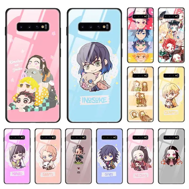 

Cartoon Demon Slayer Kawaii Case for Samsung Galaxy S10e S10 S9 S8 Note 8 9 10 Plus 5G Tempered Glass Fundas Capa Phone Coque