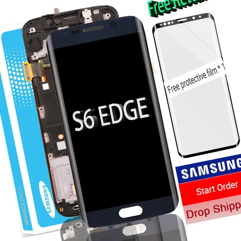 В наличии супер AMOLED 5 1 ''ЖК дисплей с рамкой для SAMSUNG Galaxy s6 edge G925 G925I G925F сенсорный