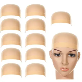 

2/12Pcs Women Men Universal High Stretchy Wig Liner Cap Hat Hairpiece Accessory Wig Nets Stretch Mesh Wig Cap For Making Wigs