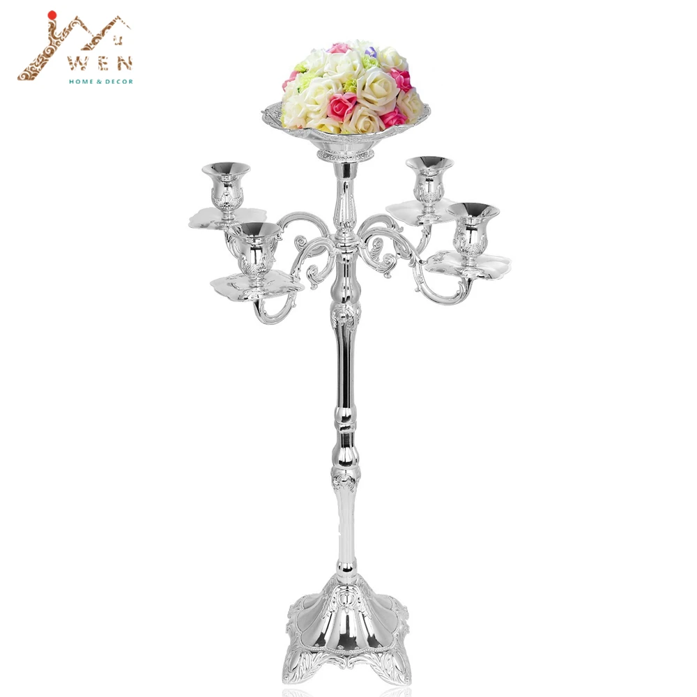 IMUWENSilverCandelabra83CMMetalFloorCandleHoldersPure