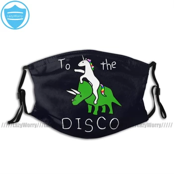 

Triceratops Mouth Face Mask To The Disco Unicorn Riding Triceratops Facial Mask Cool for Adult Polyester Mask