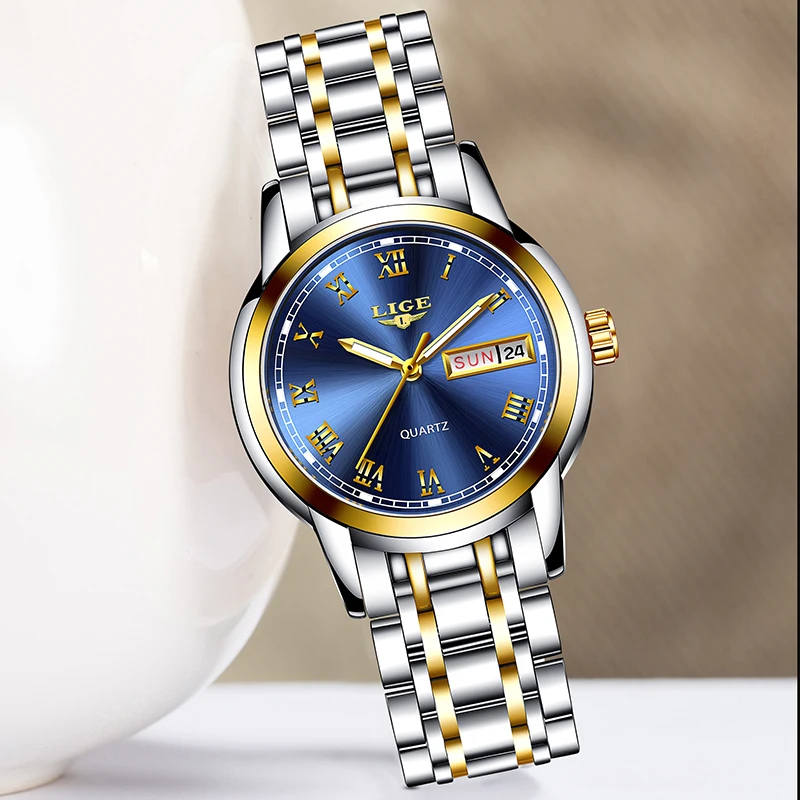 Lige Women Watches Simple Stainless Steel Clock Casual Fashion Watch Women Sport Waterproof Wristwa-4