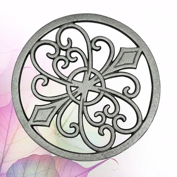 

Thick Cast Iron Trivet Decorative Round Trivet Mat Heat Insulation Pads with Vintage Pattern for Home Kitchen Counter Dining Tab