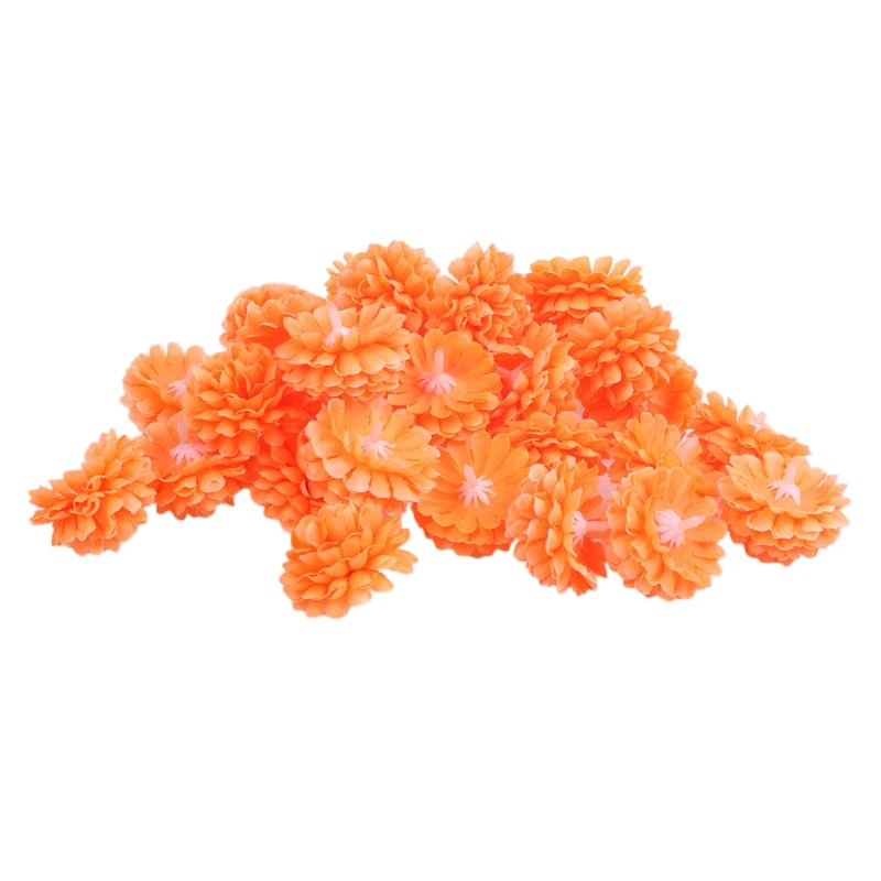 

JEYL 30pcs Daisy Artificial Fake flower Silk Spherical Heads Bulk Wedding Party Decor,Orange