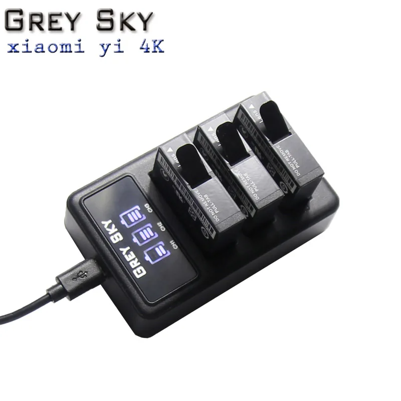 4x AZ16-1 аккумулятор 1400 мАч AZ16+ светодиодный USB 3 слота зарядное устройство для Xiao mi Yi 2 4K аккумулятор для оригинальной экшн-камеры Xiao mi Yi Lite
