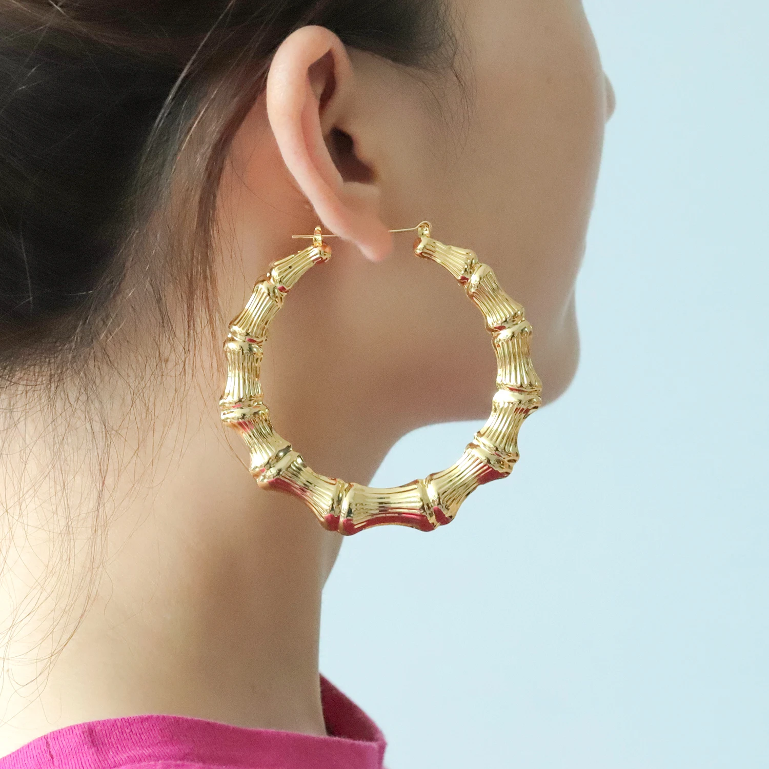 Custom Bamboo Hoop Earrings Image 5