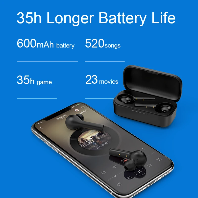 QCY T5S wireless bluetooth headset in-ear sports with 35h long battery