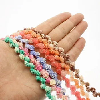 

Natural Material Synthetic Coral Carving Rose Flower Loose Beads 6-12mm DIY Bracelet Jewelry Accessories Jewelry Making