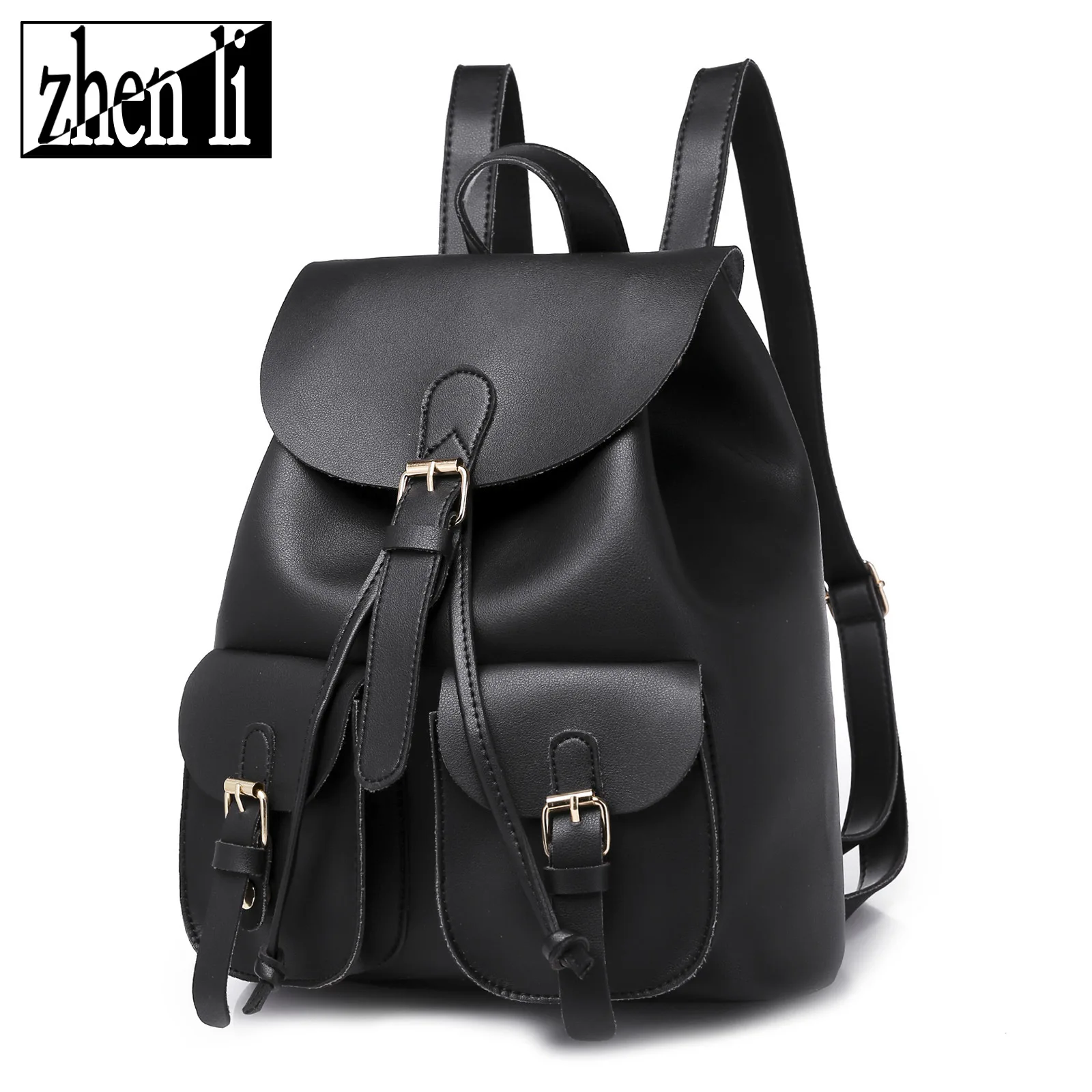 

Women Casual Women Backpack PU Leather School Backpack For Teenager Girls Travel Backpack Vintage Solid Shoulder Bags
