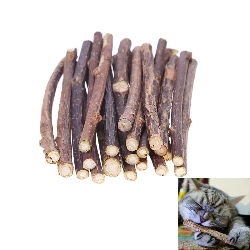 20pcs Cat Snacks Matatabi Chew Catnip Pet Stick Teeth Molar Cleaning Brush Toy 