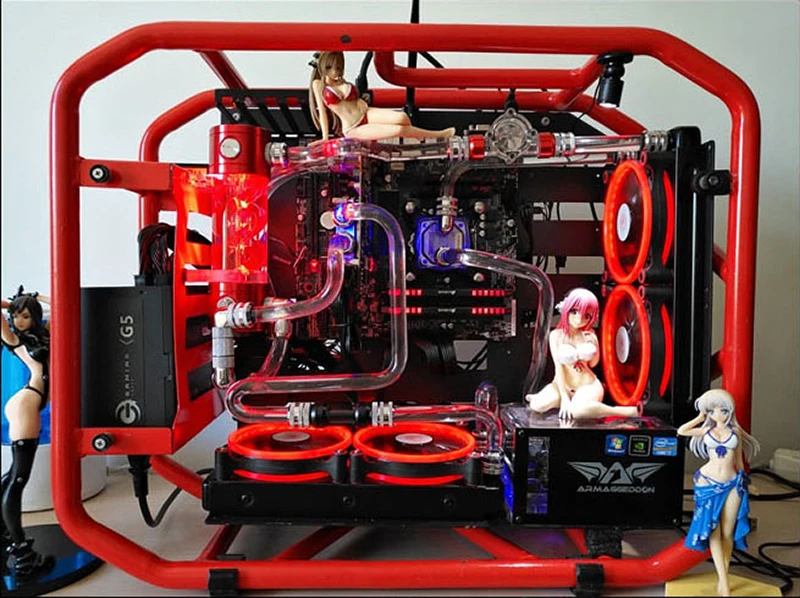 ATX EATX PC 케이스 데스크탑 데스크 박스 컴퓨터 게이머 수직 인클로저 CPU 드라이브 베이 투명 마더 보드 용 수냉