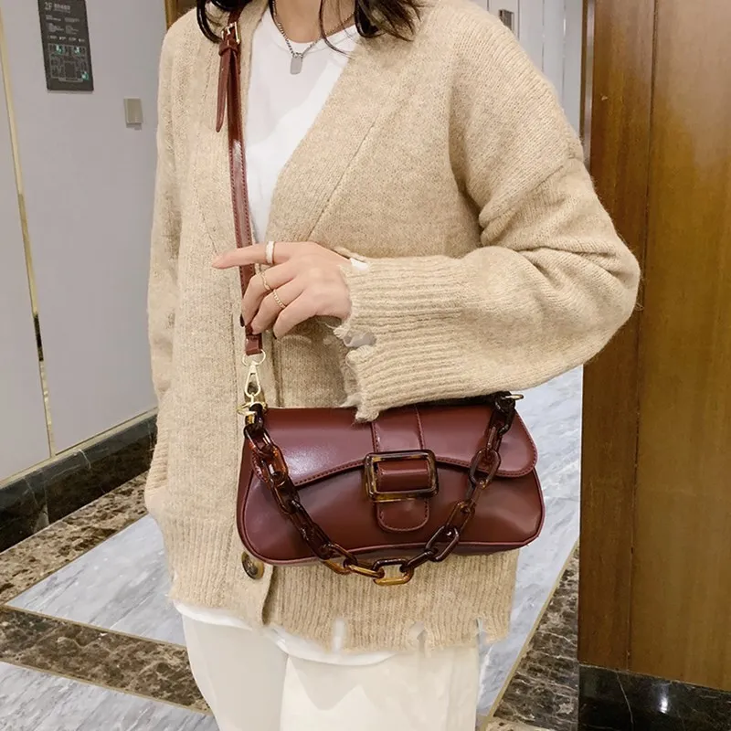 

Small Chain Armpit Crossbody Women Luxury Branded Messenger Handbag Sac De Luxe Femme Quality Flap Leather Shoulder Baguette Bag