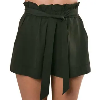 

Hirigin Ladies Fashion Women Clothes High Waist Solid Casual Ruffled Bowknot Pocket Summer Loose Hot shorts Regular Mini Shorts