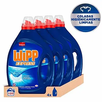 

WiPP Express Detergente Líquido Azul, Total 120 Lavados, Pack de 4