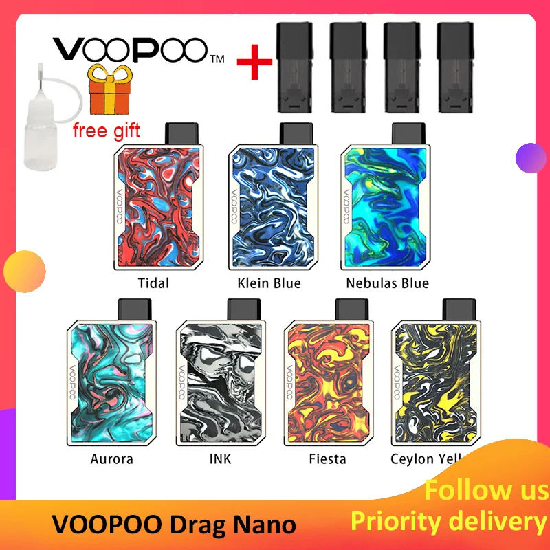 

Vape nano Kit VOOPOO DRAG Nano Pod 750mAh battery & 1ml Pod Top GENE chip Resin panel VOOPOO Kit vs justfog minifit